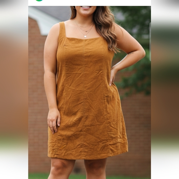 🍒A New Day Mustard Midi Dress Pit 25 - Picture 5 of 5